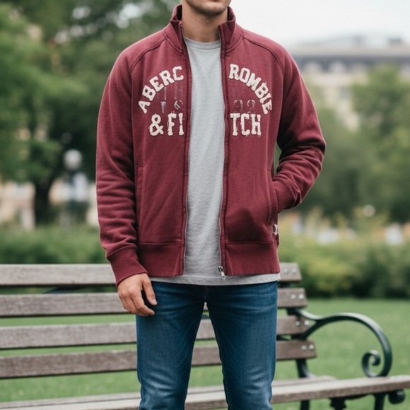 Abercrombie & Fitch Other - Abercrombie & Fitch Men's Burgundy Zip-Up Jacket